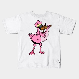 Cartoon flamingo playing the violin Kids T-Shirt